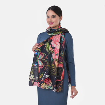 LA MAREY - Gro&szlig;formatiger Schal, 100% Kaschmirwolle, 70 x 195 cm, Dunkler Wald