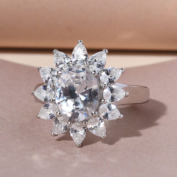 Wei&szlig;er Zirkonia Ring, Messing Ionenbeschichtetes Platin (Gr&ouml;&szlig;e 16.00) ca. 7.22 ct image number 2