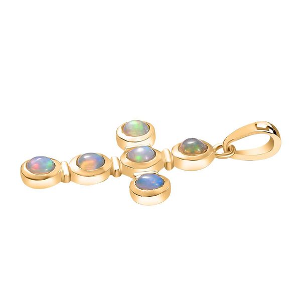 AA Nat&uuml;rlicher, &auml;thiopischer Welo Opal Anh&auml;nger 925 Silber vergoldet ca. 0.47 ct image number 4