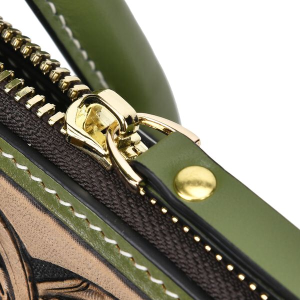 Grand Pelle  - Designer-inspirierte Echtleder Handtasche, hellgrün image number 9