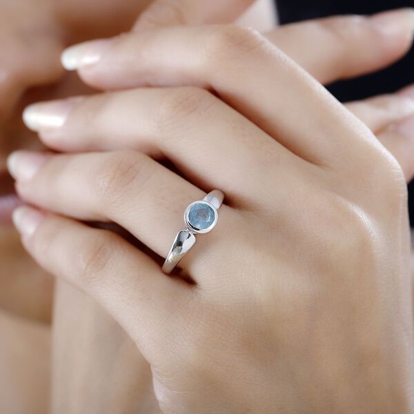 TUCSON FIND - Nat&uuml;rlicher AA Aqua Kyanit Ring 925 Silber rhodiniert (Gr&ouml;&szlig;e 20.00) ca. 1.03 ct image number 3