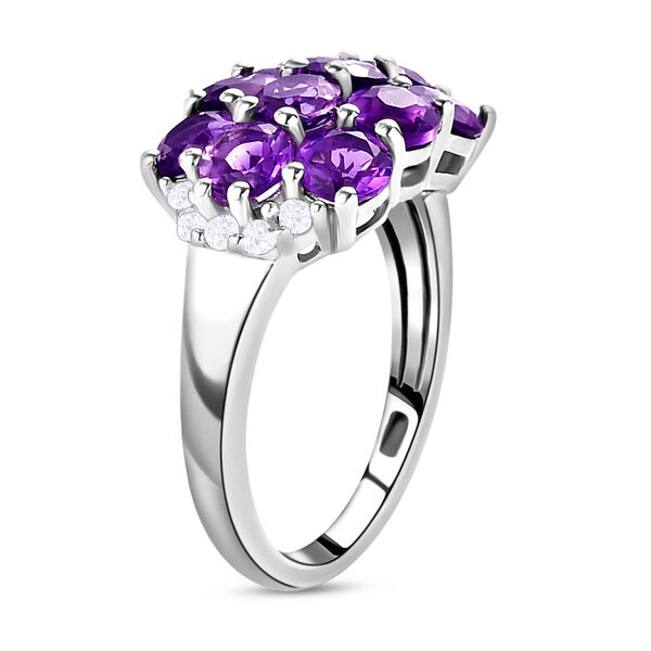 Nat&uuml;rlicher, marokkanischer Amethyst und wei&szlig;er Zirkon-Ring, 925 Silber platiniert  ca. 2,61 ct image number 5
