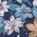 Serenity Night - 4-teiliges 100% Maulbeerseide Steppdecken-Set, Seidendecke mit bedrucktem Baumwollbezug (200x200), 2 Kissenbezügen und 1 Kissenbezug, Blau floral image number 3