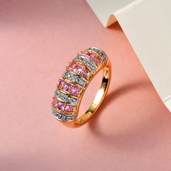 Rosa Saphir und Zirkon-Ring - 1,04 ct. image number 2