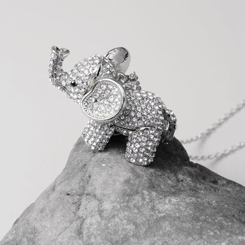 Kristall Elefant-Anh&auml;nger mit Kette, 60 cm