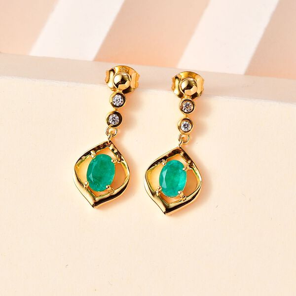 Smaragd Triplett Quarz und Zirkon Ohrringe - 1,96 ct. image number 2