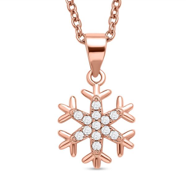Ros&eacute;vergoldeter Zirkonia Schneeflocken Halskette, 925 Silber, ca. 0,13 ct