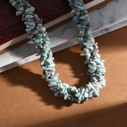 Larimar Halskette ca. 50 cm 925 Silber rhodiniert ca. 330,00 ct. image number 1