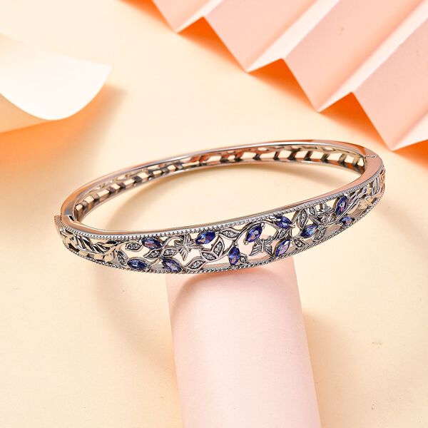 Tansanit Zirkonia und wei&szlig;er Zirkonia-Armreif, 19 cm image number 2