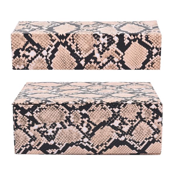 2er-Set, Schmuckkasten mit Reise-Etui aus Kunstleder mit Python-Pr&auml;gung, 24x19x9 und 22x17x3 cm, Elfenbein image number 4