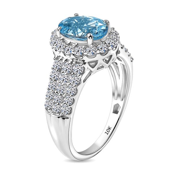LUXURIANT AAA Santamaria Aquamarin und Labor Diamant Ring in 417 Wei&szlig;gold - 2,73 ct. image number 3