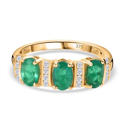 AAA Smaragd, Moissanit Ring 375 Gold (Gr&ouml;&szlig;e 20.00) ca. 1,54 ct