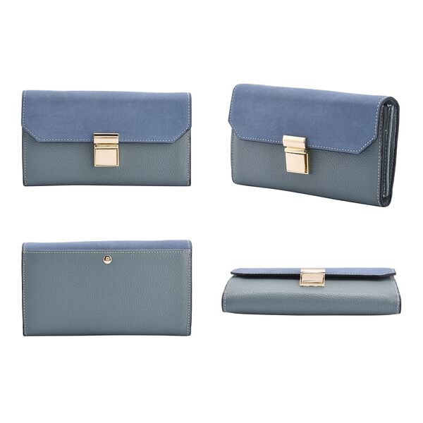 100% Echtleder Clutch mit RFID Schutz, Blau image number 11