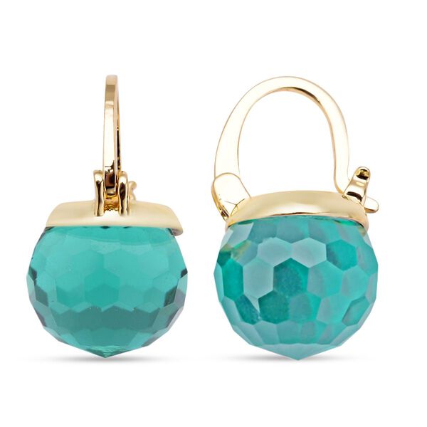 Neongr&uuml;ne Kristall-Ohrringe, reines Messing image number 4