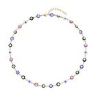 Mehrfarbige, emaillierte Halskette, ca. 50 cm, Edelstahl ca. 15,00g