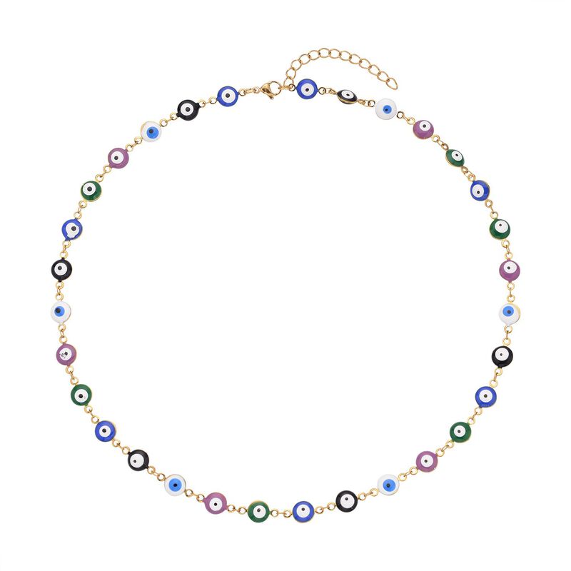 Mehrfarbige, emaillierte Halskette, ca. 50 cm, Edelstahl ca. 15,00g image number 0