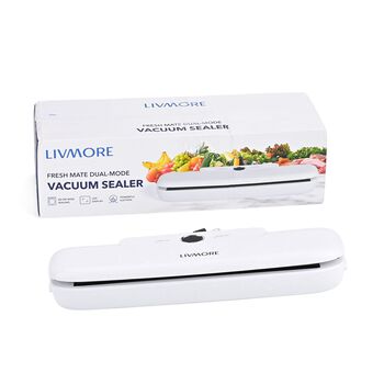 Homesmart - Vakuumierger&auml;t mit Schwei&szlig;- und Vakuumfunktion, inkl. Rollenbeutel und 10 Vakuumbeuteln, Wei&szlig;