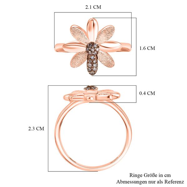 GP Italian Garden Kollektion - Champagner Diamant und Kanchanaburi blauer Saphir Ring, 925 Silber 750 Roségold Vermeil - 0,11 ct. image number 7