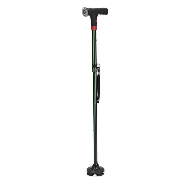 Faltbarer Smart-Gehstock mit LED Licht und Alarm, Belastbarkeit 113 KG, Gr&uuml;n, Ben&ouml;tigt 2xAAA-Batterien (nicht im Lieferumfang enthalten)