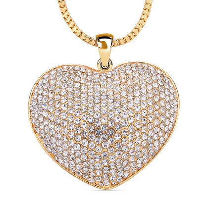 DIAMOON Kristall-Herz-Anhänger mit Kette in Goldton - 5 ct.