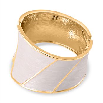 Wei&szlig;e Eleganz Armreif - Modernes Wellen-Design, Emailliert