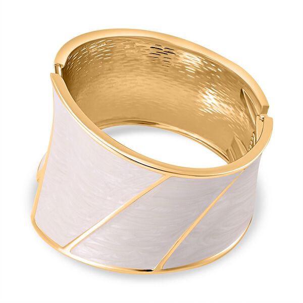 Wei&szlig;e Eleganz Armreif - Modernes Wellen-Design, Emailliert image number 3