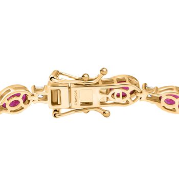 K&ouml;niglicher Glamour- D'Joy Afrikanischer Rubin (Fissure gef&uuml;llt), Moissanit Armband ca. 19 cm 925 Silber Rhodiniert und 750 Gelbgold Vermeil ca. 13.41 ct