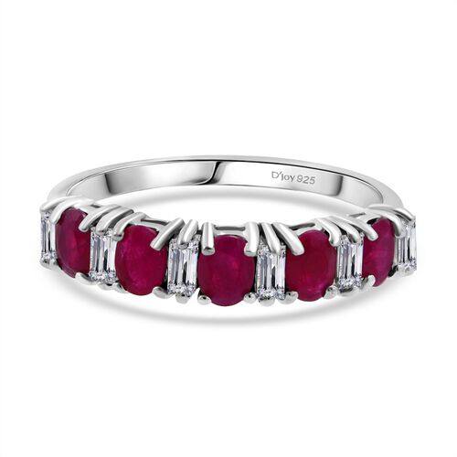 Burma-Rubin , Moissanit Ring 925 Silber rhodiniert (Größe 17.00) ca. 1.46 ct image number 0