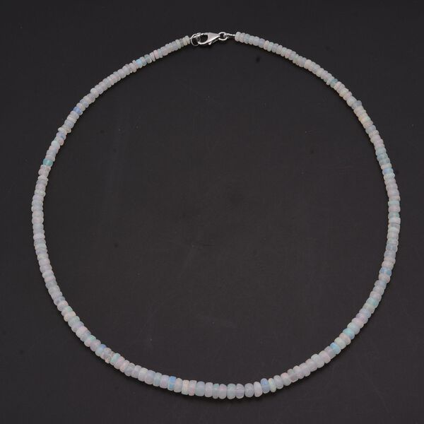 Nat&uuml;rlicher, &auml;thiopischer Welo Opal Halskette ca. 45 cm 925 Silber rhodiniert ca. 50,00 ct. image number 2