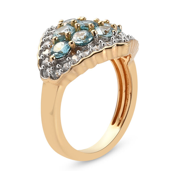Kambodschanischer blauer und weißer Zirkon-Ring, 925 Silber Gelbgold Vermeil  ca. 2,92 ct image number 5