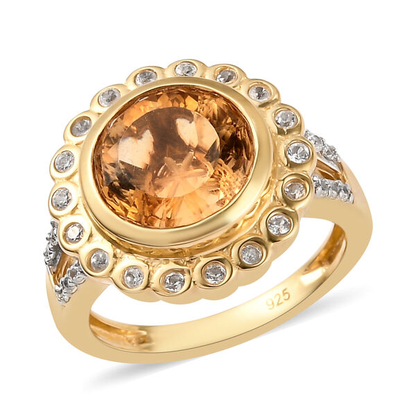 Citrin und Zirkon Ring 925 Silber vergoldet  ca. 4,04 ct image number 4