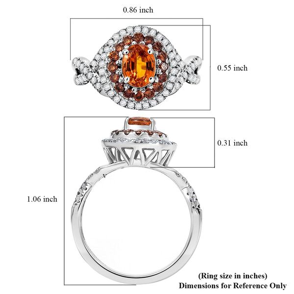 LUXORO zertifiziert und geprüft AAA Orange Saphir, roter und weißer Diamant Ring 585 Weißgold - 2,13 ct. image number 5