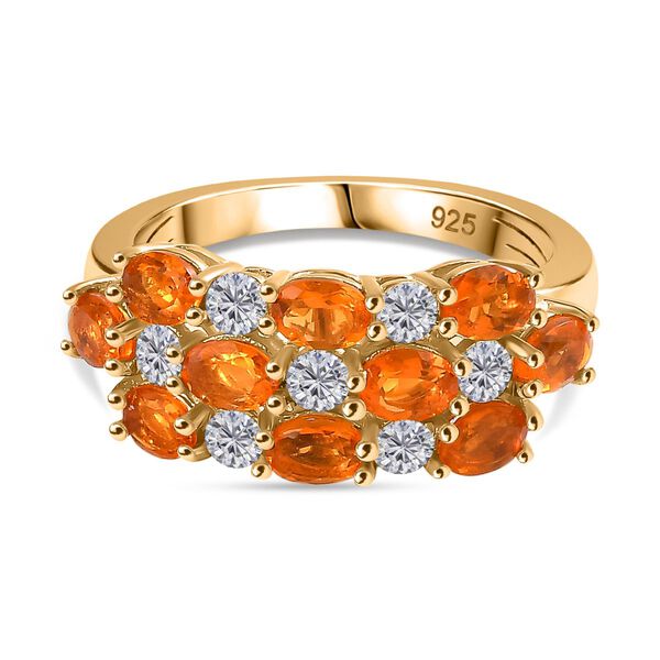 AA Feueropal und Moissanit Ring - 1,67 ct.