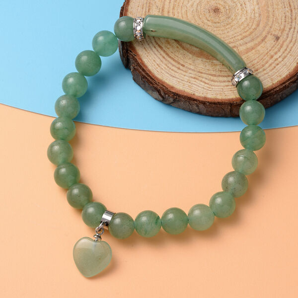 Gr&uuml;nes Aventurin-Armband, 18 cm, Edelstahl ca. 88,51 ct image number 2