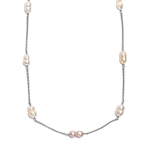 S&uuml;&szlig;wasser Perle Halskette ca. 60 cm, Reiner Edelstahl