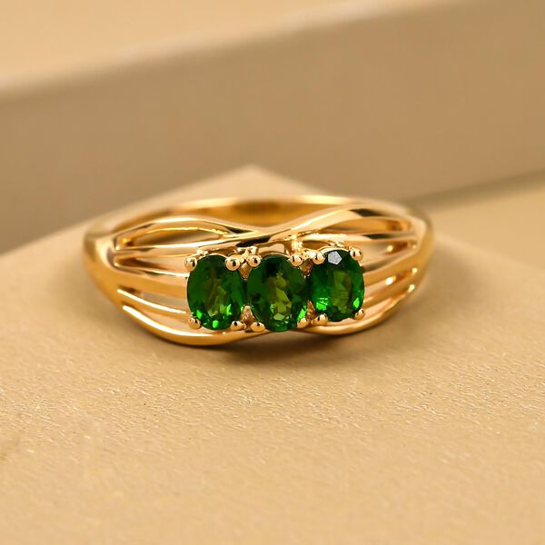 Nat&uuml;rlicher Chromdiopsid-Ring, 925 Silber vergoldet (Gr&ouml;&szlig;e 20.00) ca. 0,57 ct image number 2