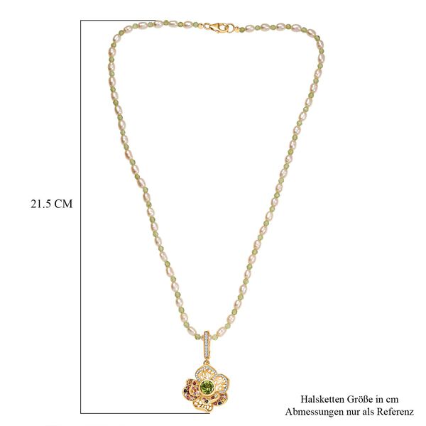 GP Italian Garden Kollektion - AA Peridot, AA Multi-Saphir, Perle und Multi-Edelstein Anh&auml;nger mit 45cm Kette image number 7