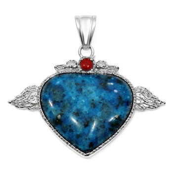 Blauer Quarz, Roter Achat Anh&auml;nger ca. 35.00 ct