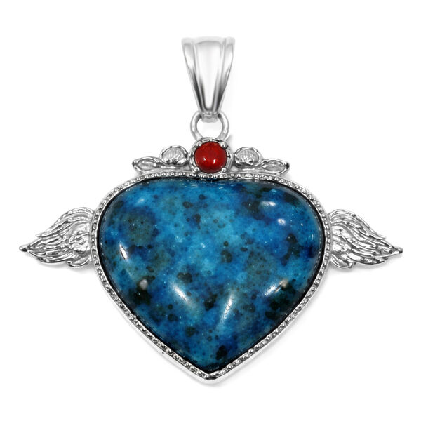 Blauer Quarz, Roter Achat Anh&auml;nger ca. 35.00 ct
