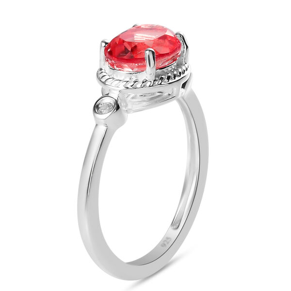 Padparadscha Triplett Quarz und Zirkon-Ring, 925 Silber  ca. 1,43 ct image number 5