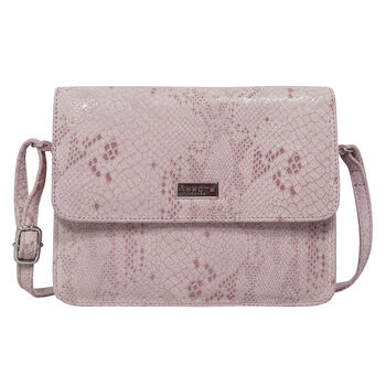 ASSOTS LONDON - Schlangendruck Crossbody Tasche aus 100% echtem Leder, 22x19x6cm, Rosa
