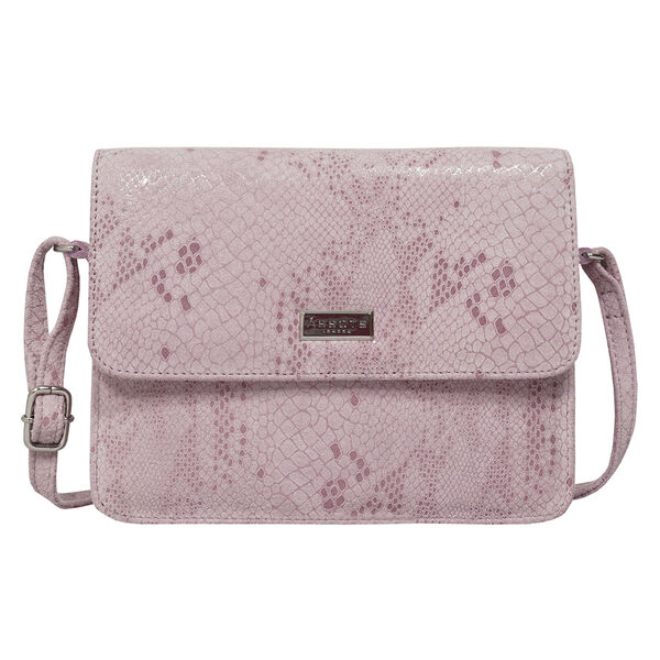 ASSOTS LONDON - Schlangendruck Crossbody Tasche aus 100% echtem Leder, 22x19x6cm, Rosa