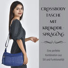Crossbody-Tasche aus Leder mit Krokodilprägung, Größe 28x10x25cm, blau image number 7