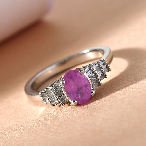 Fissure gef&uuml;llt rosa Saphir und Diamant Ring 925 Silber platiniert  ca. 1,33 ct image number 1