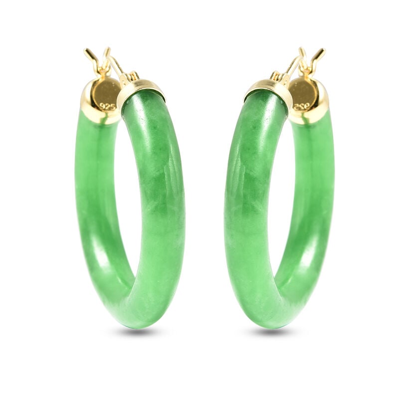 Gefärbte, grüne Jade-Creolen - 35,50 ct. image number 0