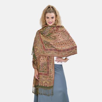 Damen Schal mit Fransen, Gelb