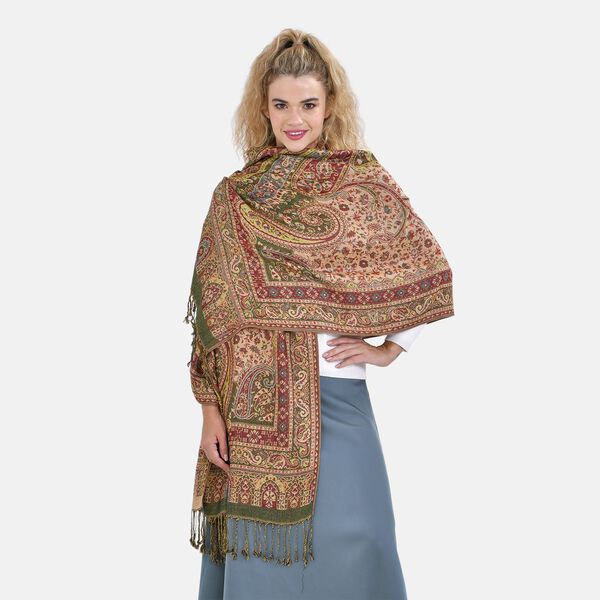 Damen Schal mit Fransen, Gelb image number 3