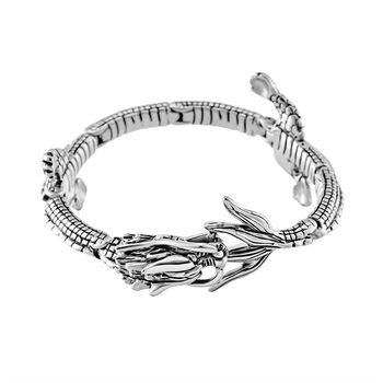 Designer Style- Drachen Armreif Reiner Edelstahl ca. 20 cm ca. 71,50g, Silberfarben