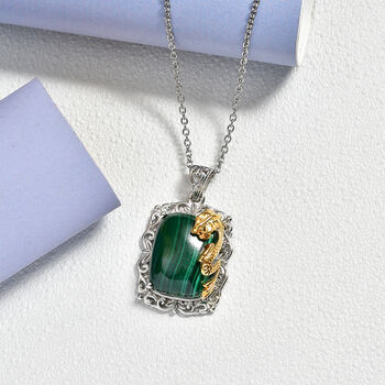 EVER TRUE AA Malachit Anh&auml;nger mit  316L Edelstahlkette ca. 50 cm, nickelfreies Messing ca. 24,00 ct.