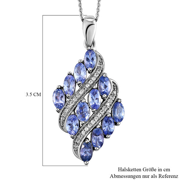 Tansanit und Zirkon Anh&auml;nger mit Kette in Silber 3,03 Ct image number 7